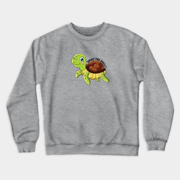 What the Shell? - Turtle Pun Crewneck Sweatshirt by Allthingspunny
